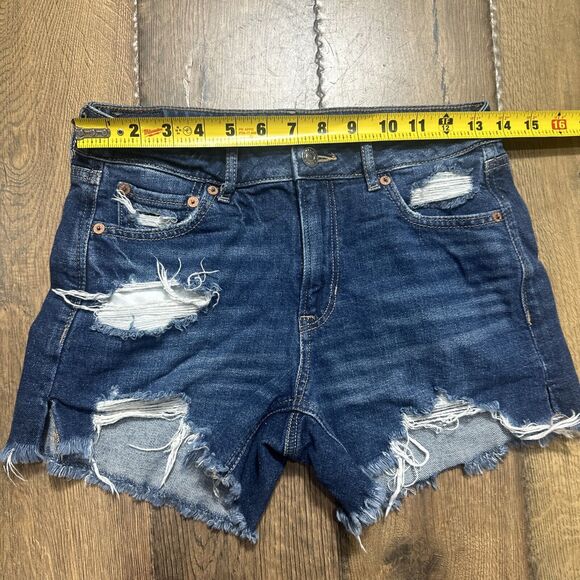 Lot of 2 American Eagle & Abercrombie Blue Denim Distressed Shorts (0/00) W27 - Picture 4 of 10